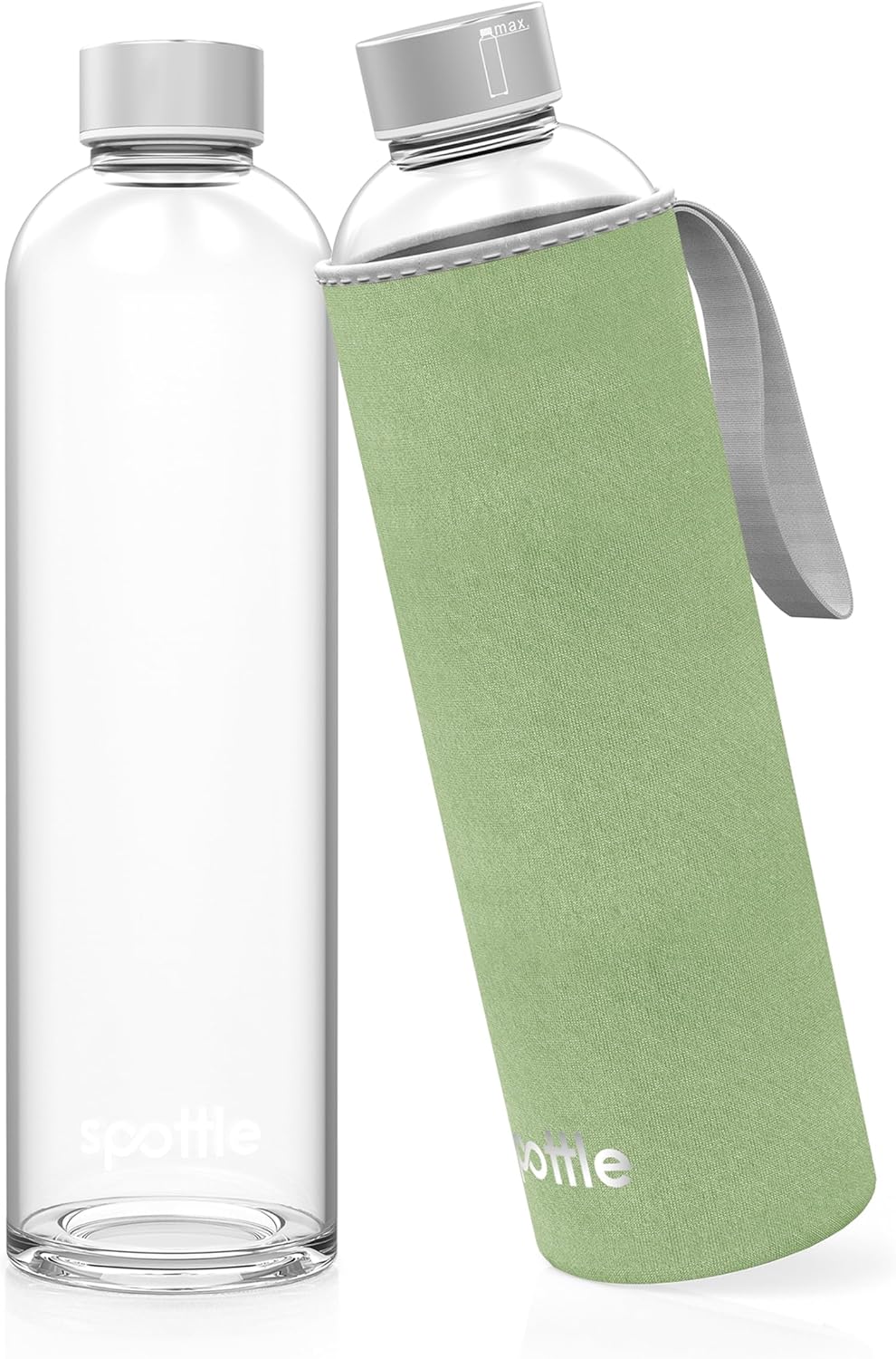 Botella de Vidrio con Funda Neopreno | 500ml 750ml 1L | Agua, Deporte, Niños | Apta Lavavajillas y Bebidas con Gas