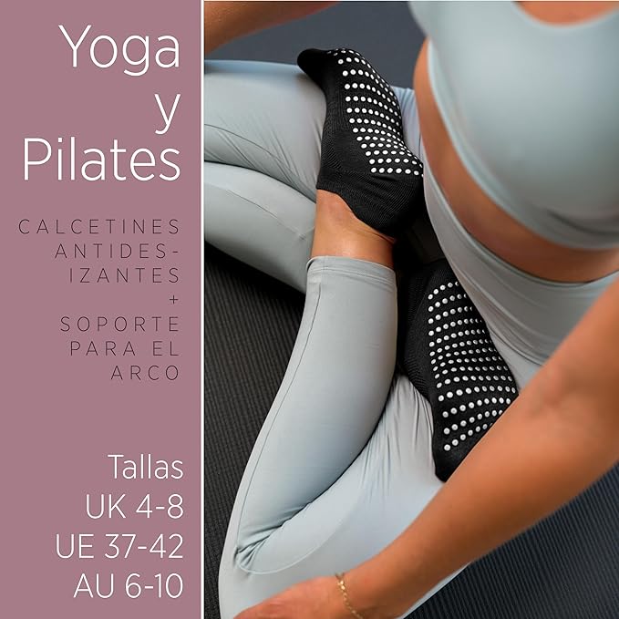 Calcetines antideslizantes para yoga y pilates – pack de 3 pares, seguridad y comodidad en tu práctica.
