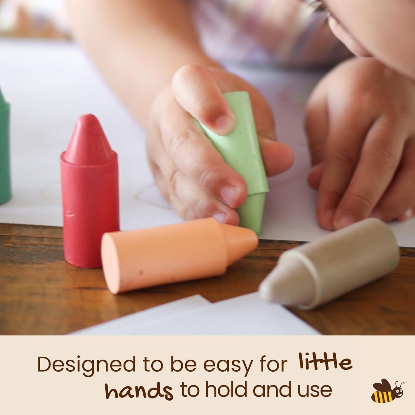 Crayones de cera de abeja en colores pastel – creatividad natural y ecológica para niños.