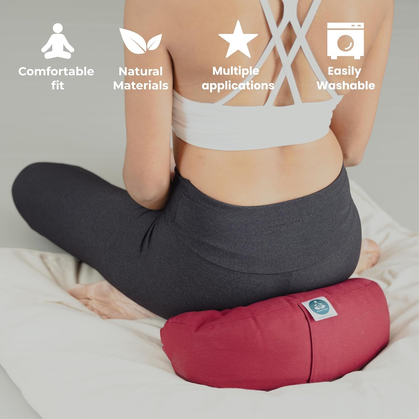 Cojín de Meditación y Yoga Media Luna – Funda de algodón Lavable