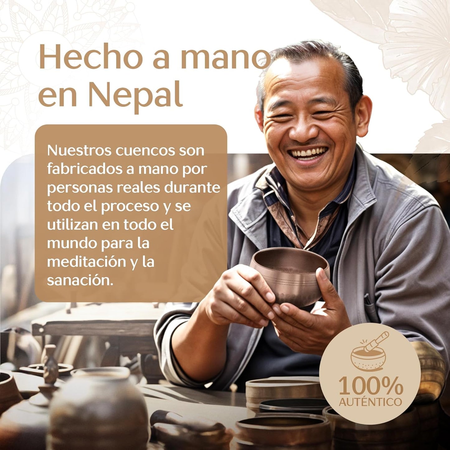 Cuenco tibetano Con Mazo De Superficie Doble Y Cojín De Seda