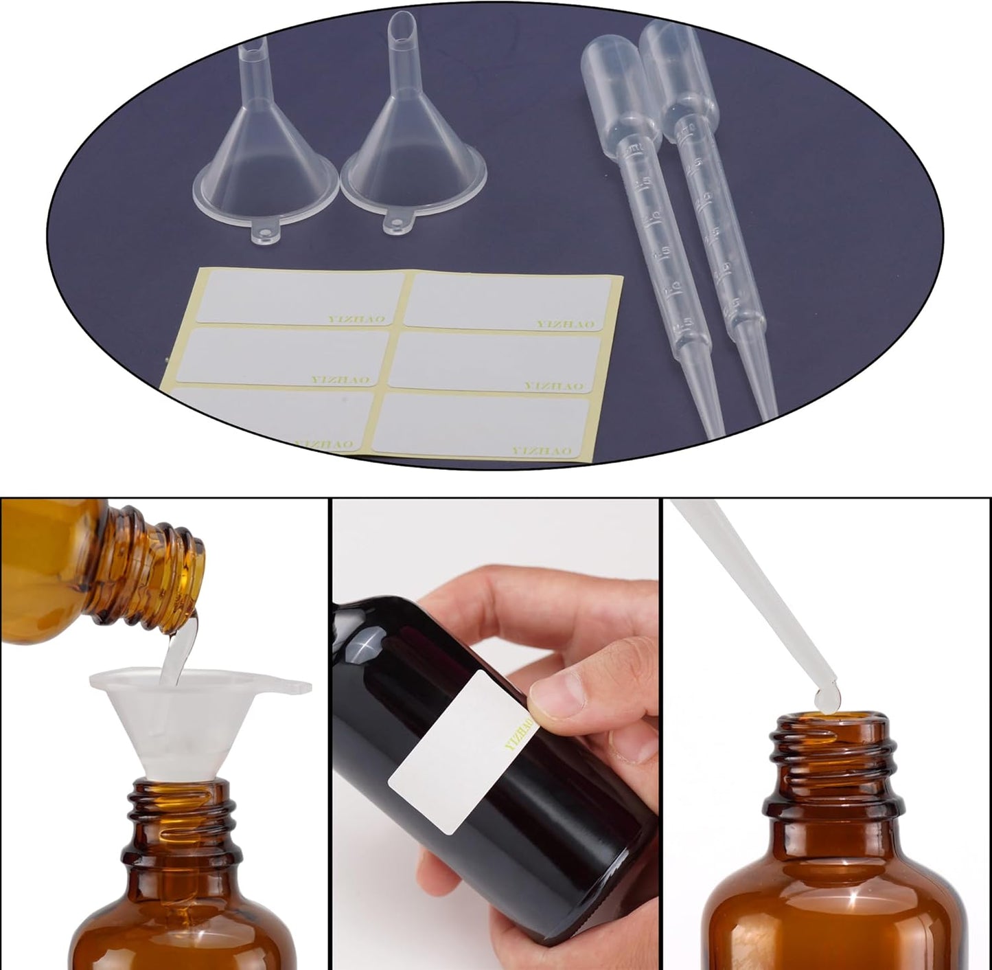 Frasco Cuentagotas Cristal Ámbar 100ml | Reutilizable para Aceites Esenciales, Cosmética, Aromaterapia, Laboratorio