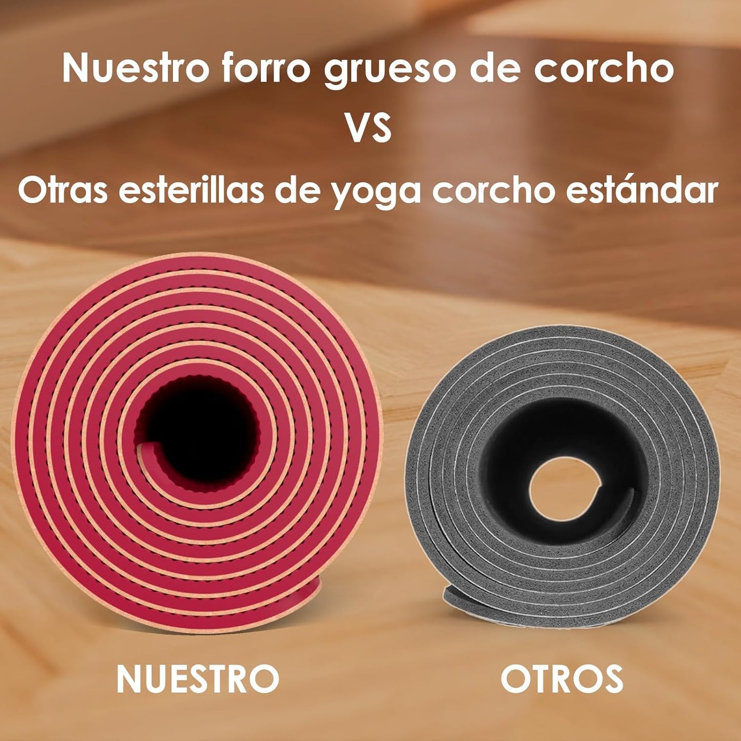 Esterilla de Yoga Ecológica | Corcho o Caucho Natural para Yoga, Meditación y Estiramientos