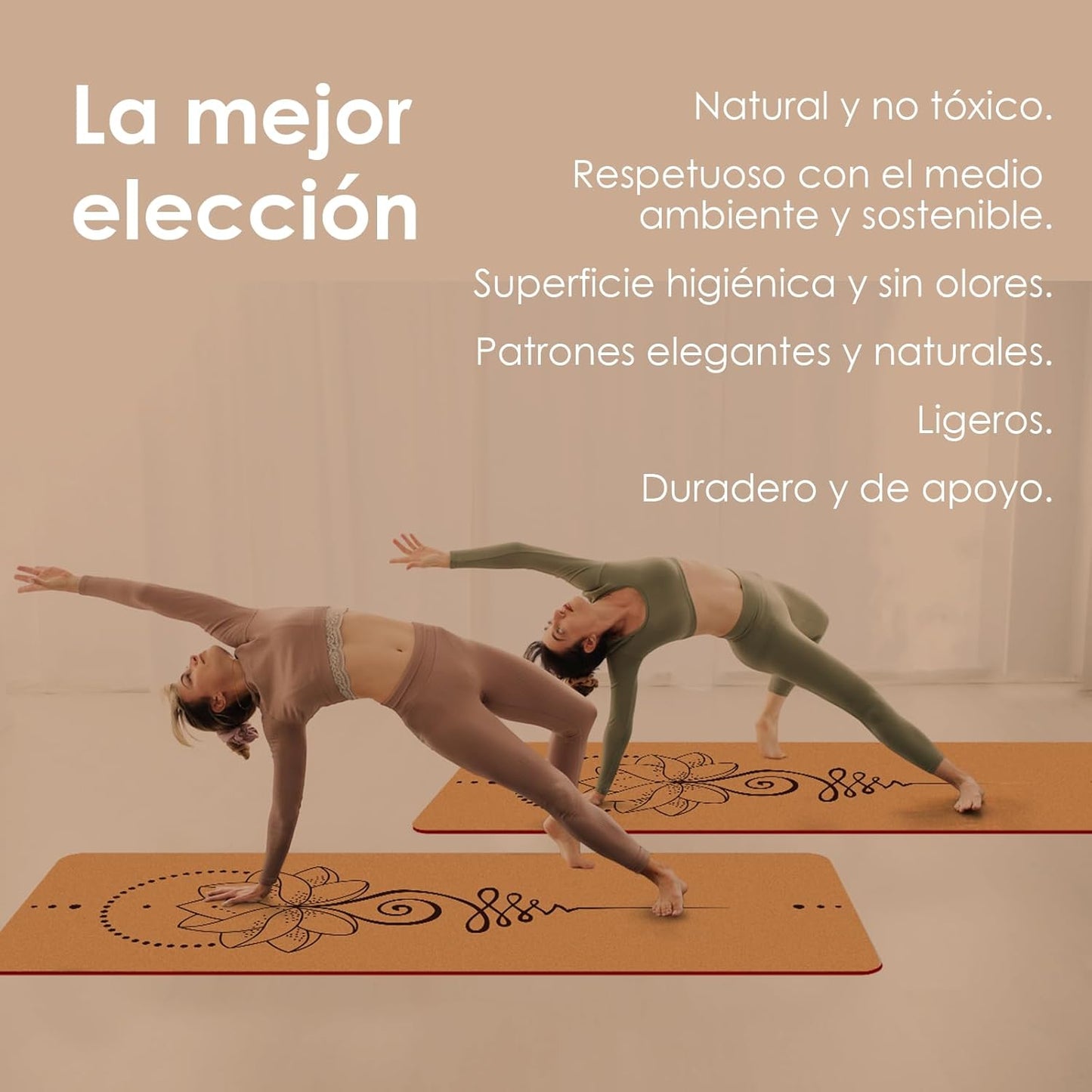 Esterilla de Yoga Ecológica | Corcho o Caucho Natural para Yoga, Meditación y Estiramientos