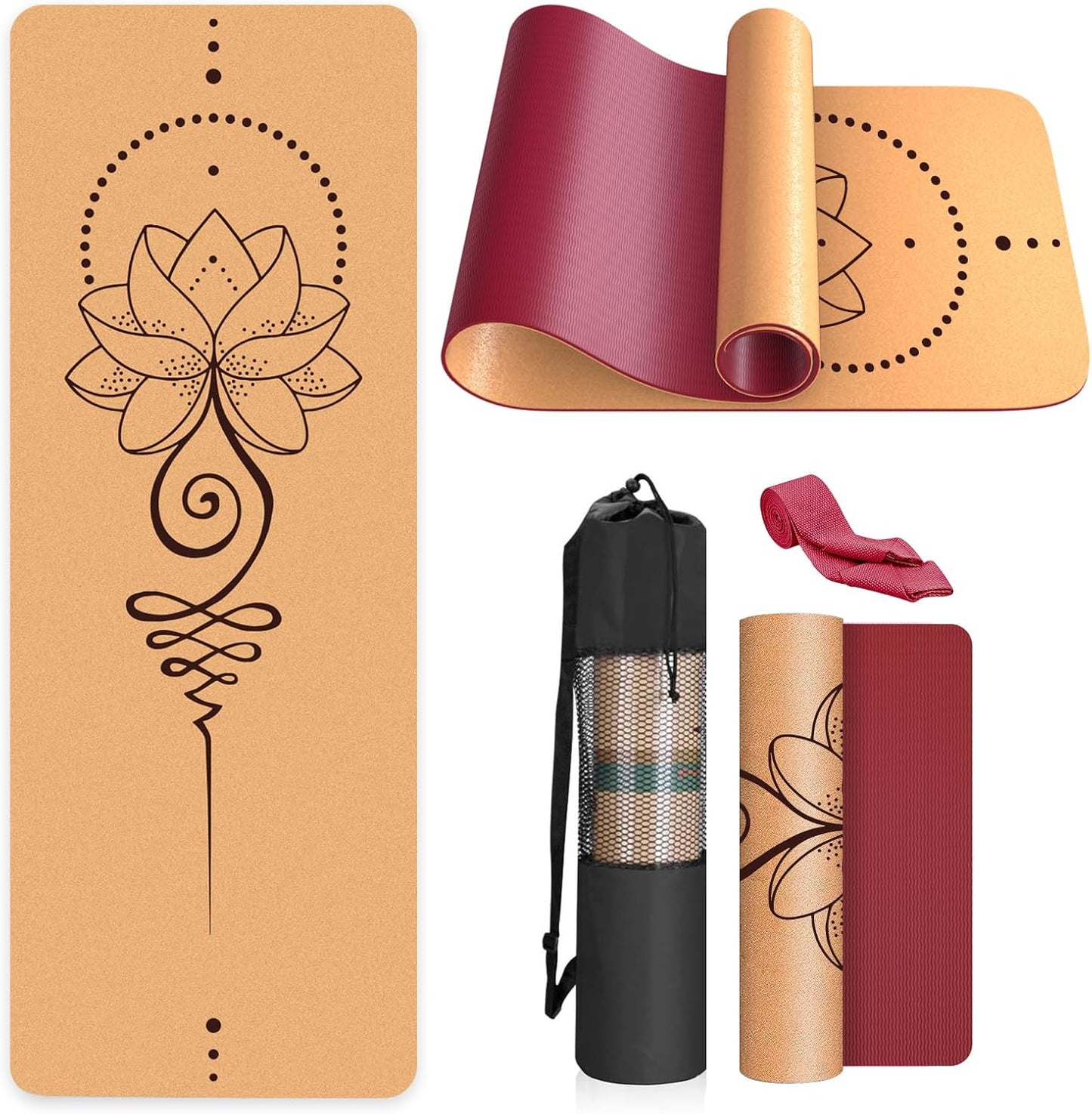 Esterilla de Yoga Ecológica | Corcho o Caucho Natural para Yoga, Meditación y Estiramientos