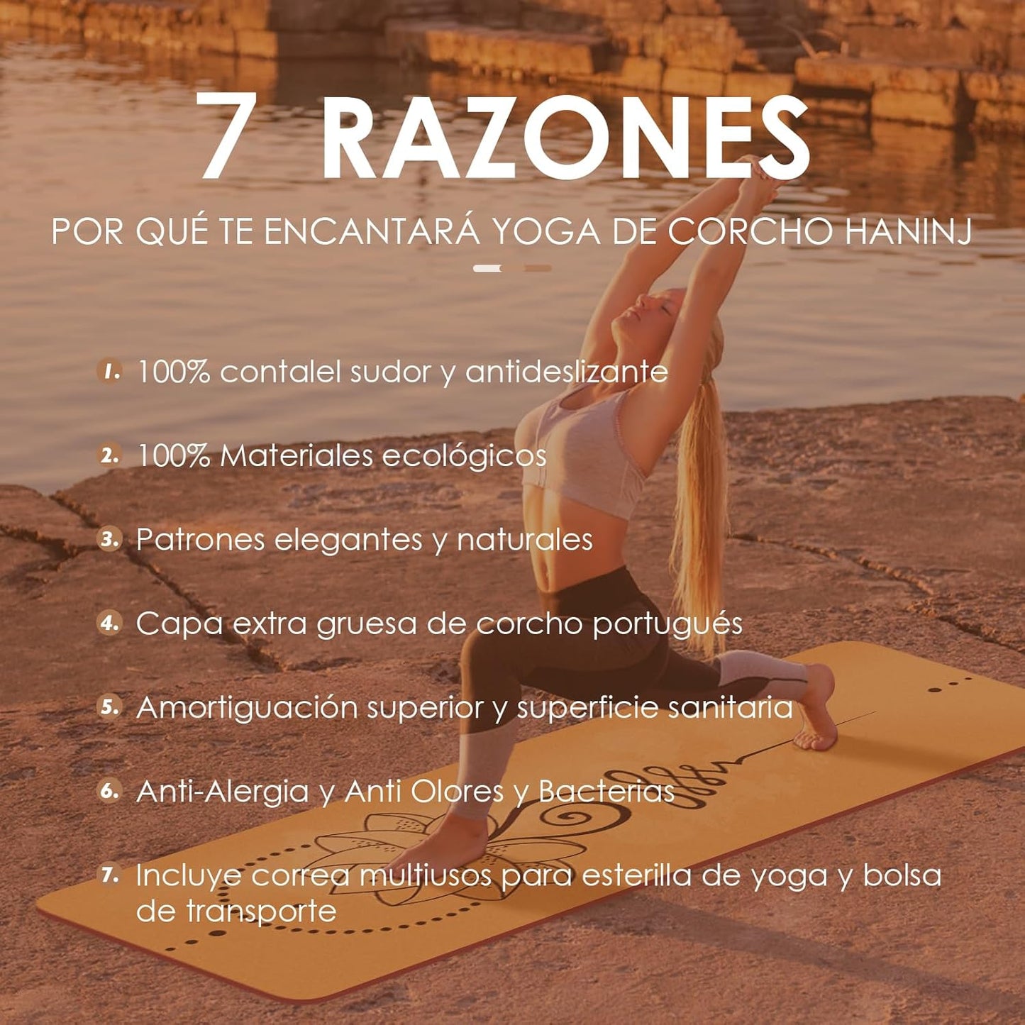 Esterilla de Yoga Ecológica | Corcho o Caucho Natural para Yoga, Meditación y Estiramientos
