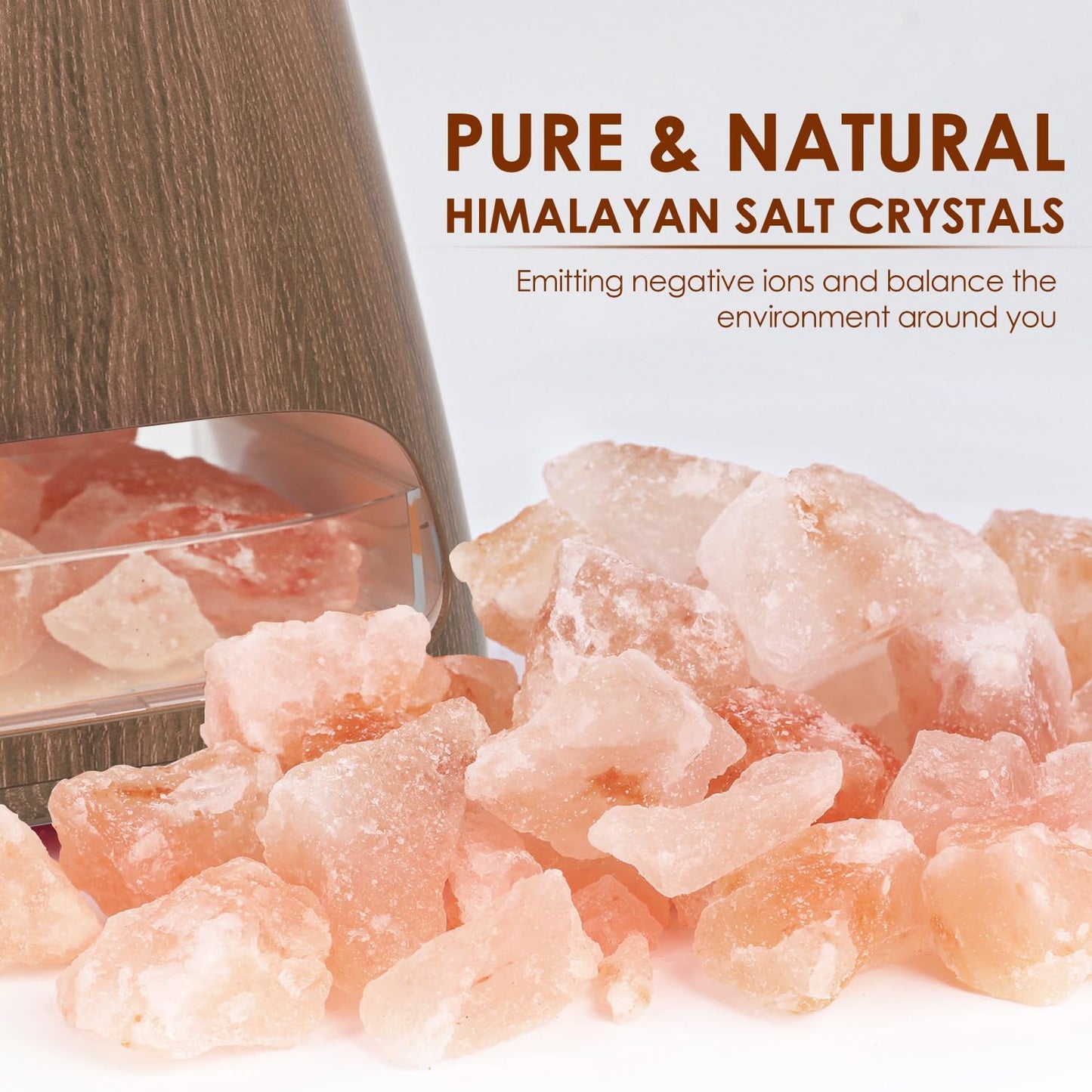 Humidificador Ultrasónico 2 en 1 | Difusor de Aceites Esenciales con Lámpara de Sal del Himalaya Natural