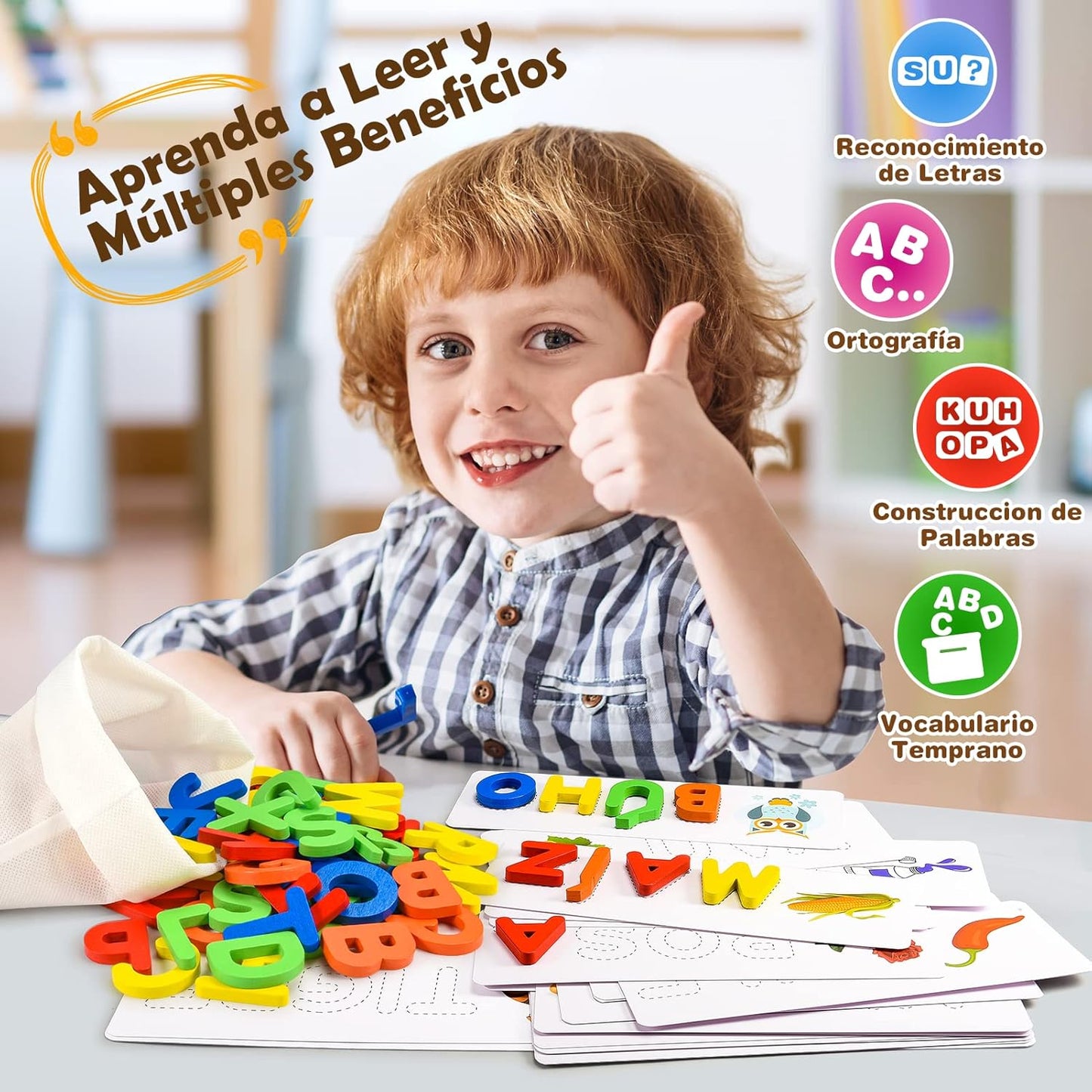 Juegos Educativos Montessori 3-8 Años | Puzzle con Pizarra Infantil | Juguete para Aprender a Leer y Escribir