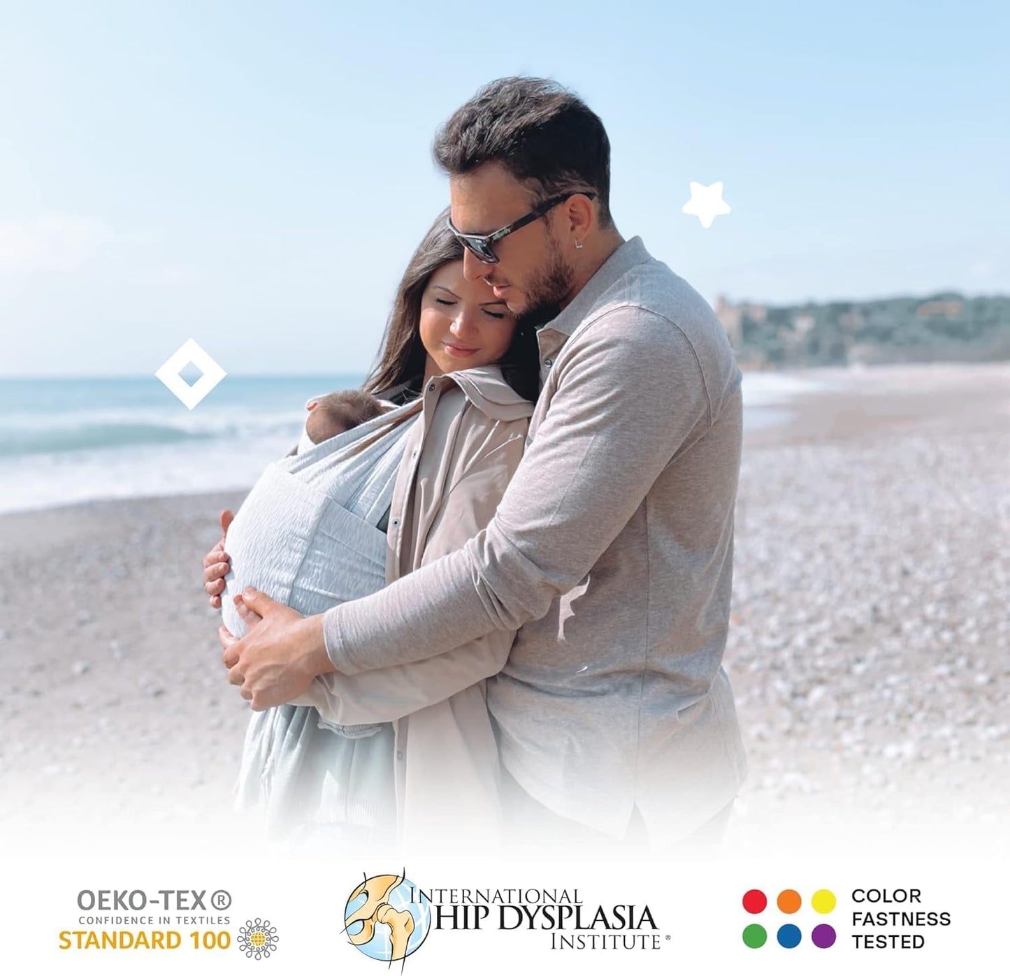 Koala Babycare | Bufanda Portabebés Ajustable Unisex | Ergonómica hasta 9 kg – Color Gris