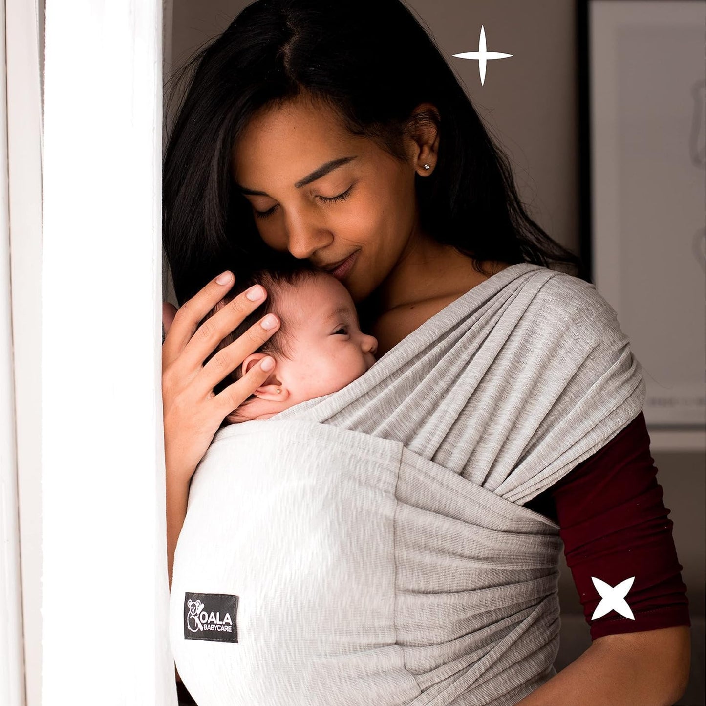 Koala Babycare | Bufanda Portabebés Ajustable Unisex | Ergonómica hasta 9 kg – Color Gris