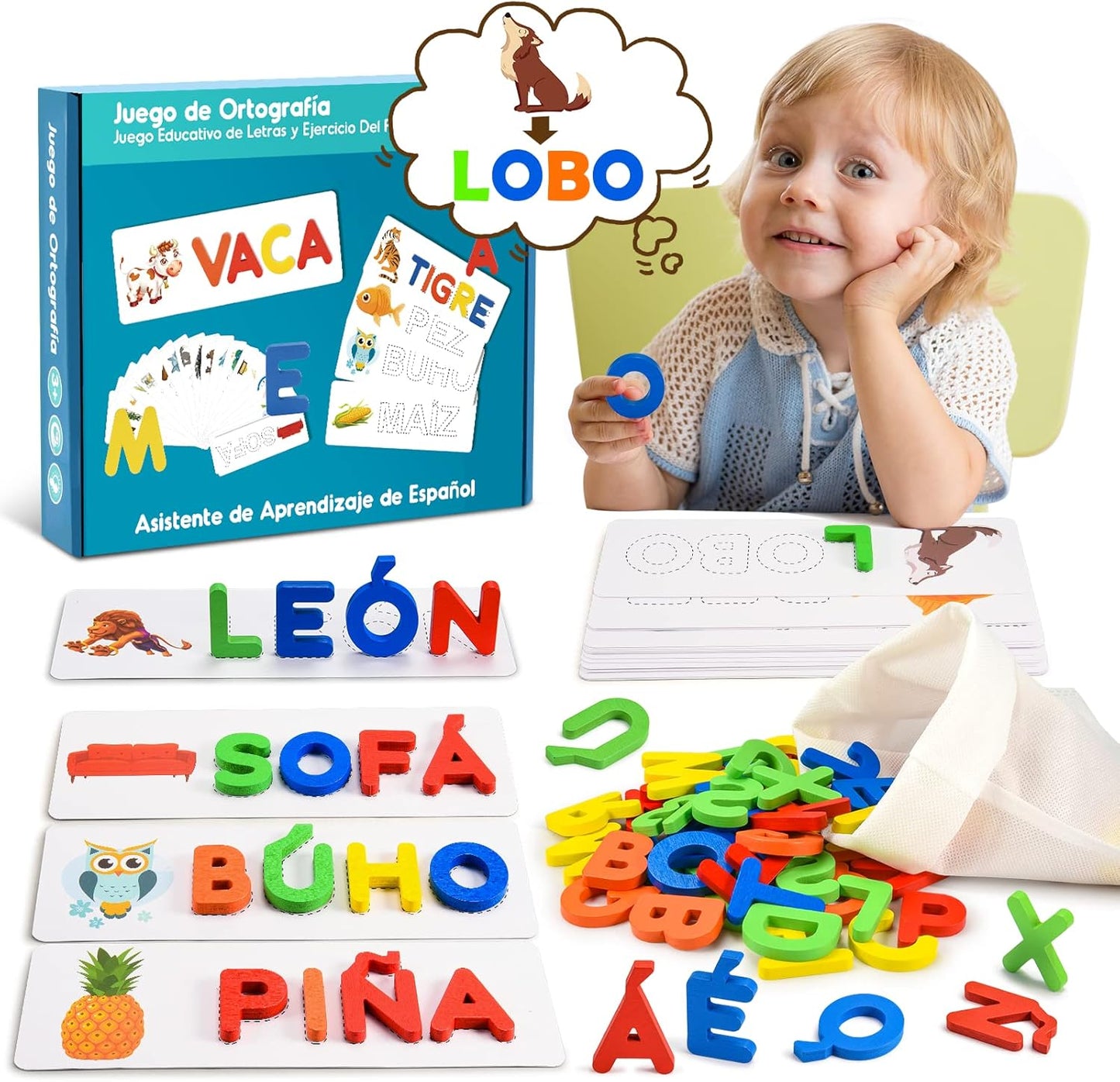 Juegos Educativos Montessori 3-8 Años | Puzzle con Pizarra Infantil | Juguete para Aprender a Leer y Escribir