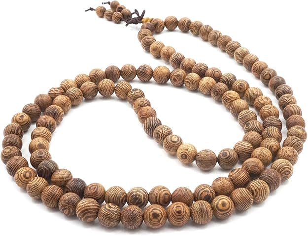 Pulsera Mala 108 Cuentas Madera Natural | Collar Budista Tibetano Thajaling para Meditación y Rituales