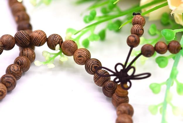 Pulsera Mala 108 Cuentas Madera Natural | Collar Budista Tibetano Thajaling para Meditación y Rituales