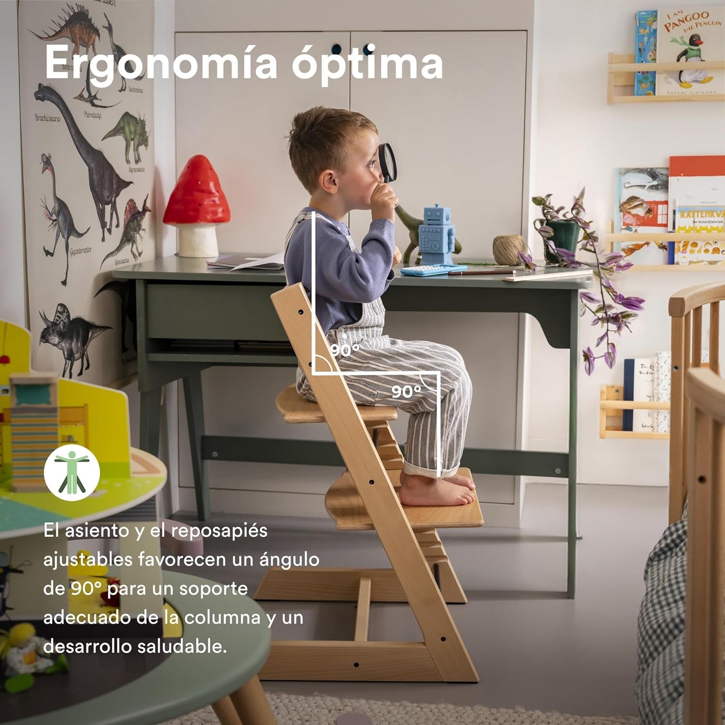 Silla Tripp Trapp Evolutiva | De Recién Nacido a Adulto | Ergonómica, Ajustable y Atemporal