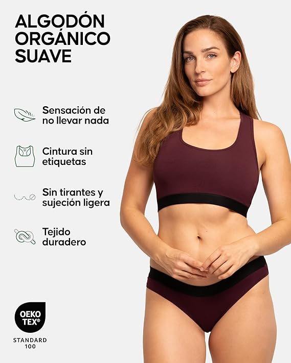 Sujetador espalda nadadora algodón orgánico | Comodidad y suavidad natural