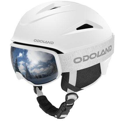 Odoland Kit de Casco de Esquí con Gafas de Esquí, Casco Snowboard con Gafas de esquí para Hombres, Mujeres y Jóvenes, Casco Unisex a Prueba de Golpes y Viento, Set de Casco Deportes de Invierno
