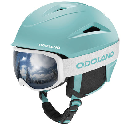 Odoland Kit de Casco de Esquí con Gafas de Esquí, Casco Snowboard con Gafas de esquí para Hombres, Mujeres y Jóvenes, Casco Unisex a Prueba de Golpes y Viento, Set de Casco Deportes de Invierno