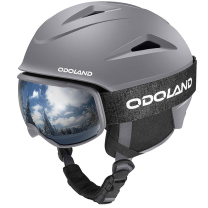 Odoland Kit de Casco de Esquí con Gafas de Esquí, Casco Snowboard con Gafas de esquí para Hombres, Mujeres y Jóvenes, Casco Unisex a Prueba de Golpes y Viento, Set de Casco Deportes de Invierno