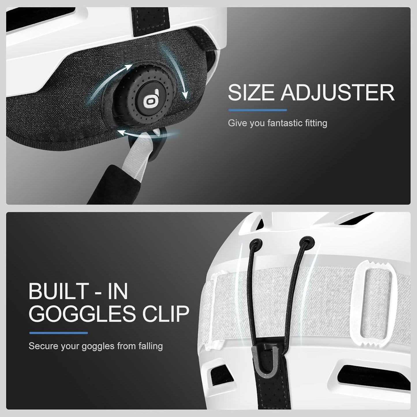 Odoland Kit de Casco de Esquí con Gafas de Esquí, Casco Snowboard con Gafas de esquí para Hombres, Mujeres y Jóvenes, Casco Unisex a Prueba de Golpes y Viento, Set de Casco Deportes de Invierno