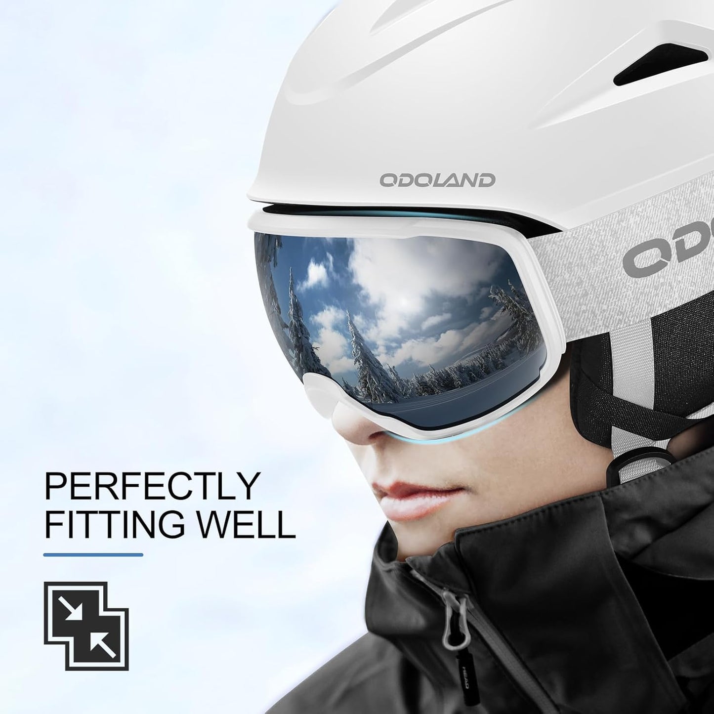 Odoland Kit de Casco de Esquí con Gafas de Esquí, Casco Snowboard con Gafas de esquí para Hombres, Mujeres y Jóvenes, Casco Unisex a Prueba de Golpes y Viento, Set de Casco Deportes de Invierno