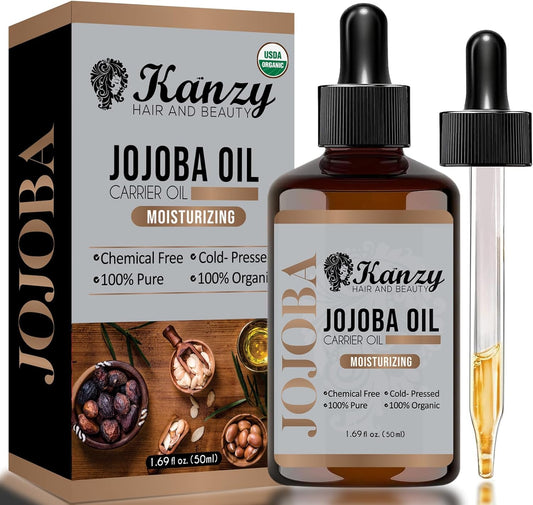 Aceite de jojoba orgánico 50 ml Kanzy – hidratación natural para piel y cabello.