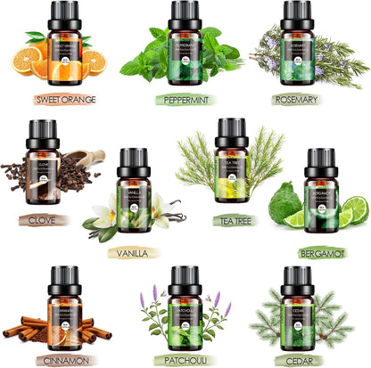 Set de Aceites Esenciales 100% Naturales | 20 Frascos de 10 ml | Aromaterapia, Difusor, SPA y Masajes