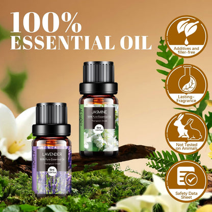 Set de Aceites Esenciales 100% Naturales | 20 Frascos de 10 ml | Aromaterapia, Difusor, SPA y Masajes