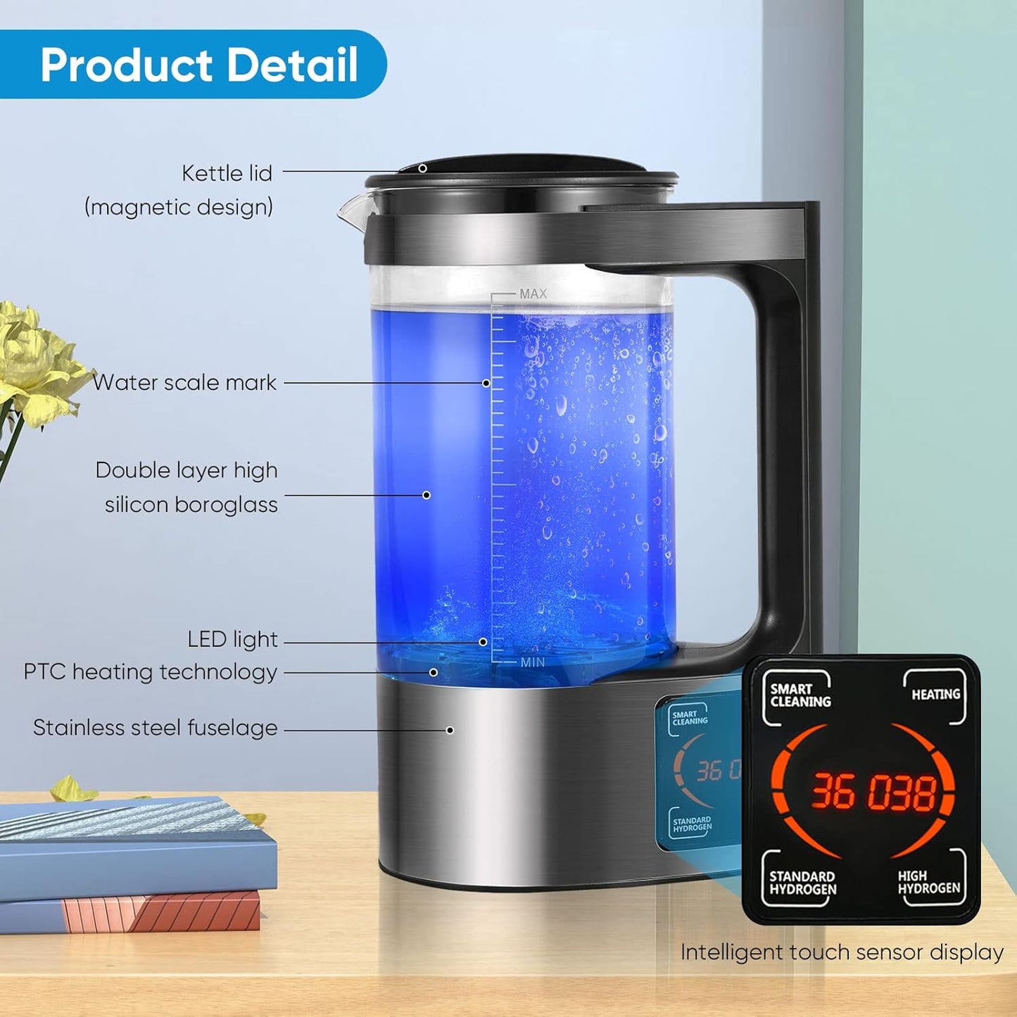 Generador de agua hidrogenada 2L | Ionizador alcalino para tu templo interior