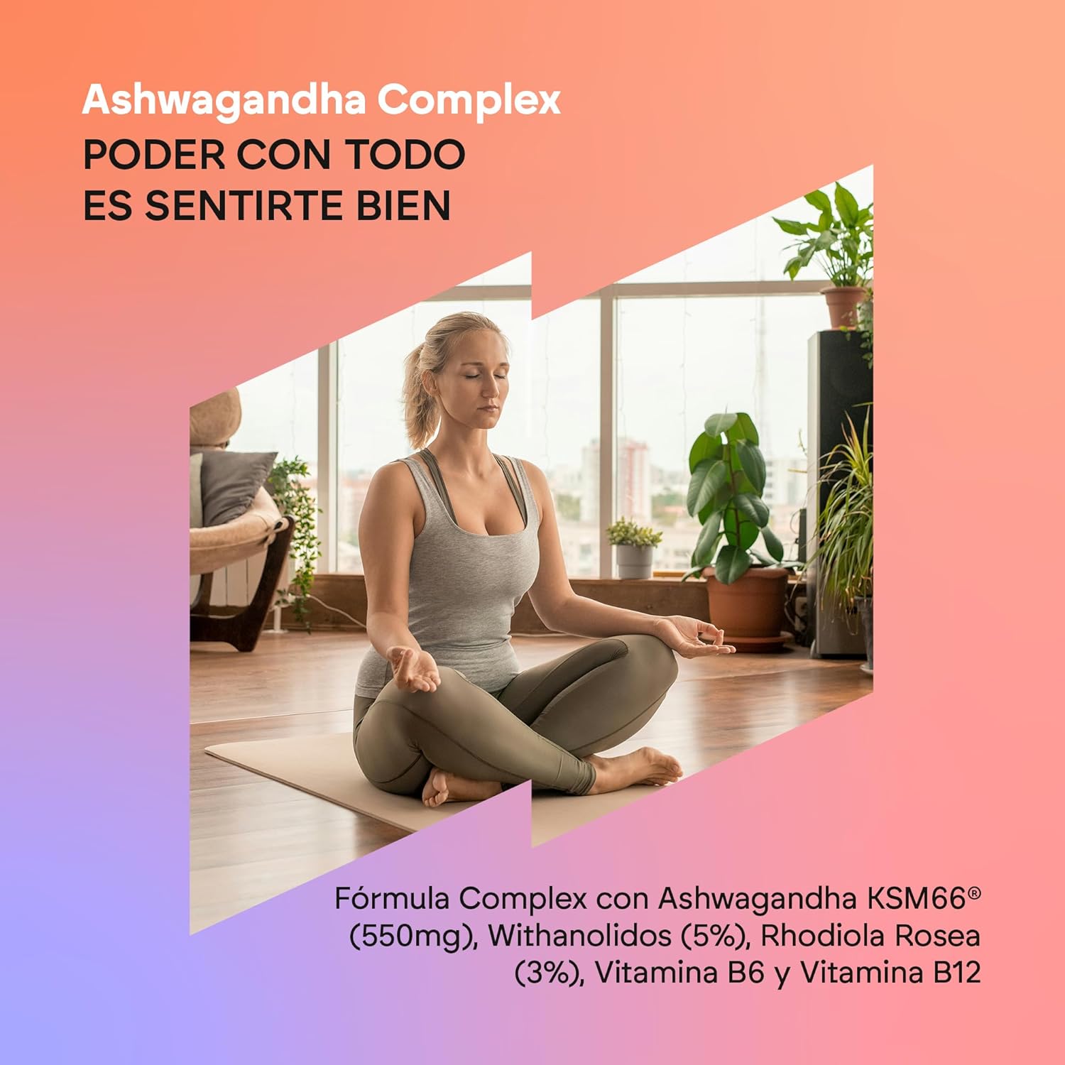 Frasco de Ashwagandha Complex Nutralie 60 cápsulas, suplemento natural adaptógeno