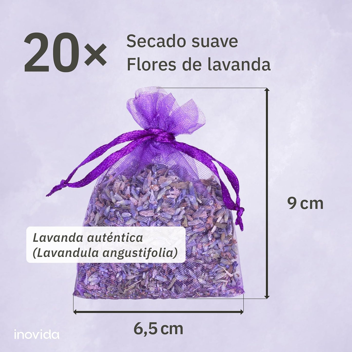 Saquitos de Lavanda Natural | Set de 20 Bolsas Aromáticas  | Ambientador Antipolillas para Armarios, Cajones y Habitaciones