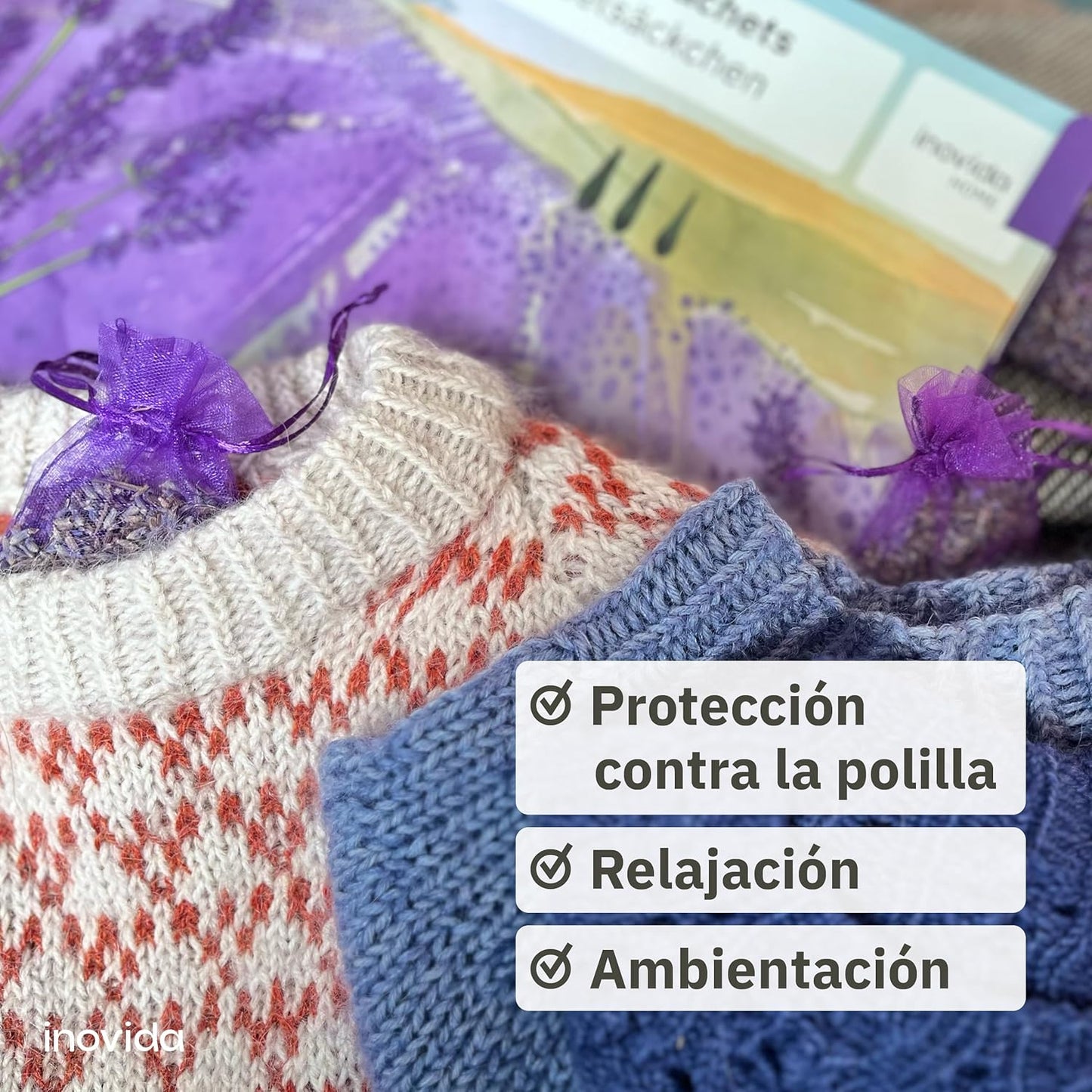 Saquitos de Lavanda Natural | Set de 20 Bolsas Aromáticas  | Ambientador Antipolillas para Armarios, Cajones y Habitaciones
