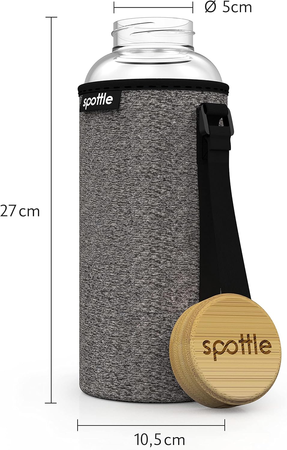 Botella de Vidrio 1,5L con Funda Neopreno | Tapa de Bambú | Sin BPA | Hidratación Consciente