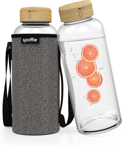 Botella de Vidrio 1,5L con Funda Neopreno | Tapa de Bambú | Sin BPA | Hidratación Consciente