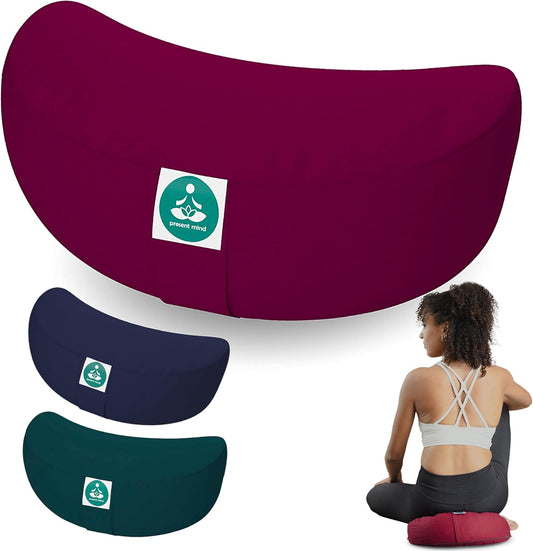 Cojín de Meditación y Yoga Media Luna – Funda de algodón Lavable