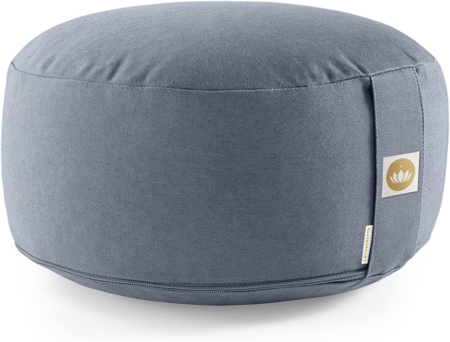 Cojín de meditación de algodón orgánico con relleno natural de espelta – soporte firme y cómodo para yoga y prácticas espirituales.