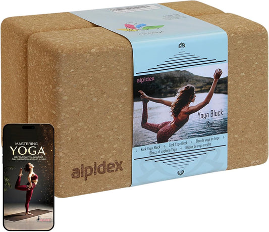 Bloques de yoga de corcho 100% natural – juego de 2, ecológicos y antideslizantes.