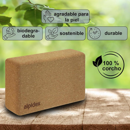 Bloques de yoga de corcho 100% natural – juego de 2, ecológicos y antideslizantes.