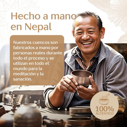 Cuenco tibetano Con Mazo De Superficie Doble Y Cojín De Seda