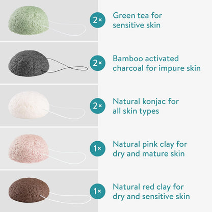 Esponjas Desmaquillantes Naturales | Set de 8 Esponjas Ecológicas para Rostro y Cuello