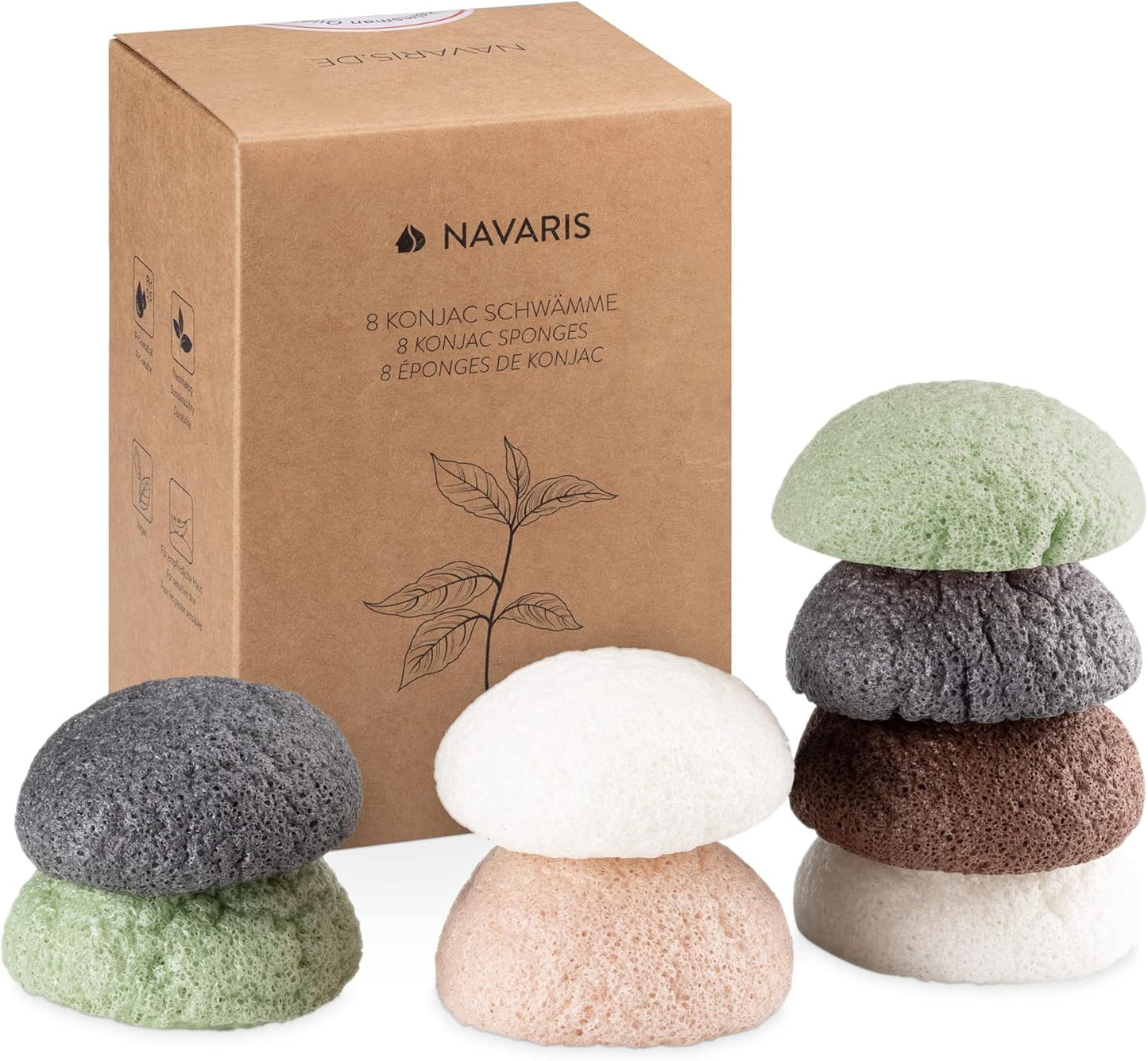 Esponjas Desmaquillantes Naturales | Set de 8 Esponjas Ecológicas para Rostro y Cuello