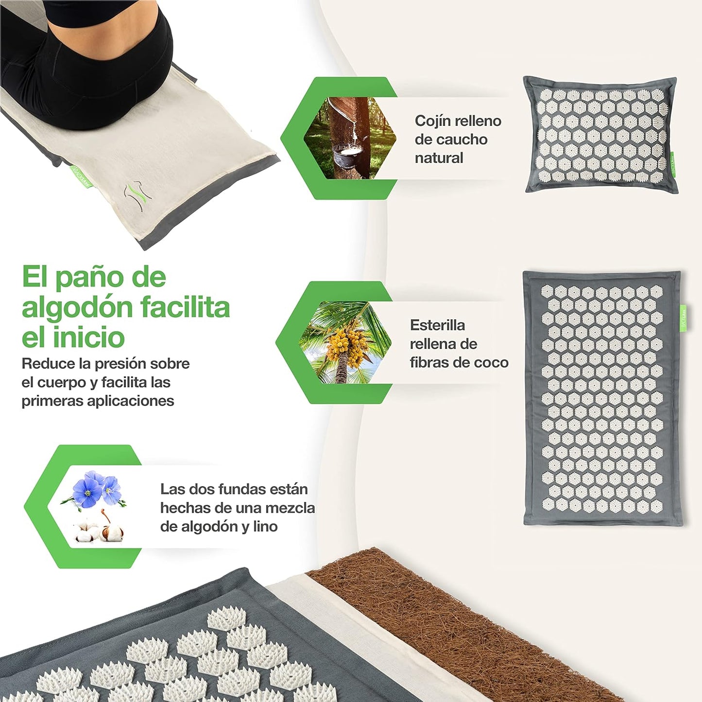 Esterilla de Acupresión con Cojín | Para Masaje Corporal, Estrés y Recuperación Energética
