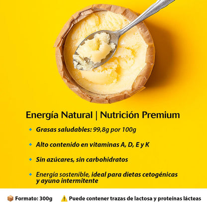 Ghee ecológico BIO – mantequilla clarificada premium para cocinar, freír y nutrir el cuerpo.