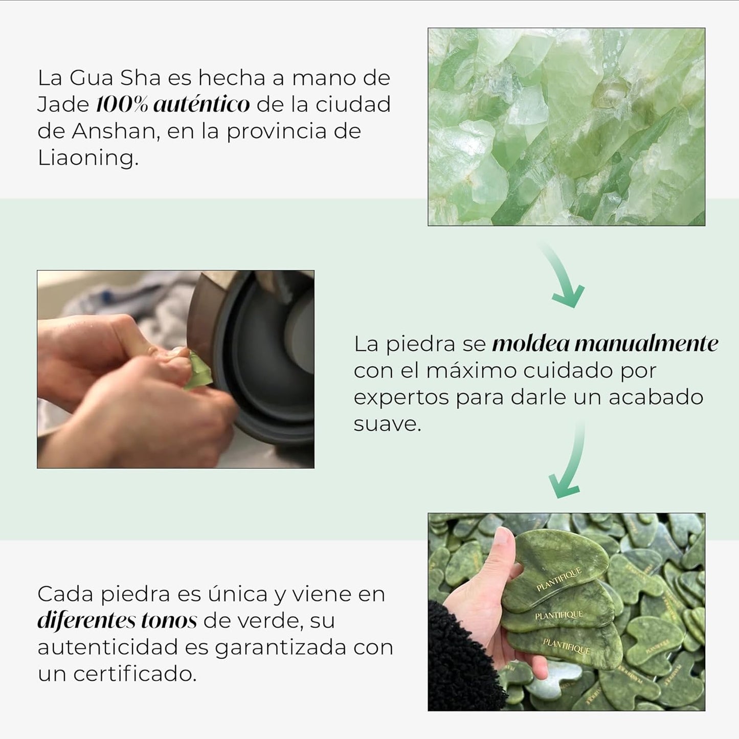 Gua Sha de Jade Auténtico | Masajeador Facial Natural para Tonificar y Reafirmar la Piel