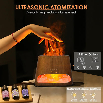 Humidificador Ultrasónico 2 en 1 | Difusor de Aceites Esenciales con Lámpara de Sal del Himalaya Natural