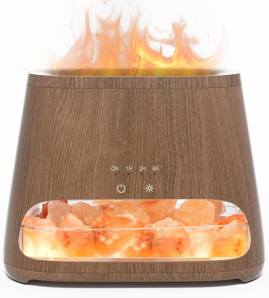 Humidificador Ultrasónico 2 en 1 | Difusor de Aceites Esenciales con Lámpara de Sal del Himalaya Natural