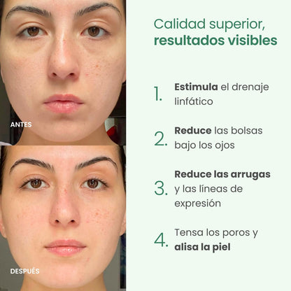 Rodillo Facial y Gua Sha de Jade | Masajeador Antiarrugas para Tonificar la Piel y Activar la Energía