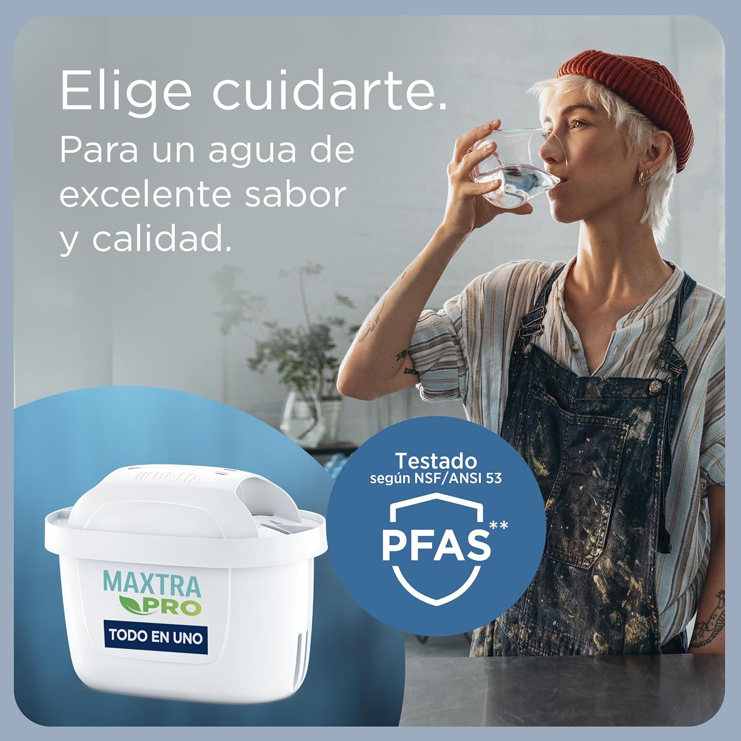 Jarra Brita Marella con 3 filtros MAXTRA PRO – agua más pura y ligera, diseño práctico y sostenible.
