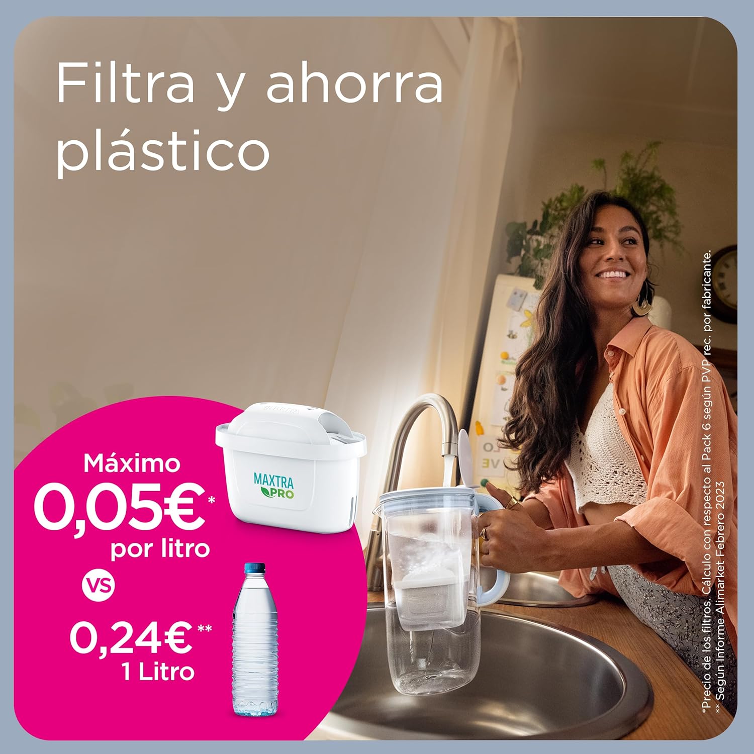 Jarra Brita Marella con 3 filtros MAXTRA PRO – agua más pura y ligera, diseño práctico y sostenible.
