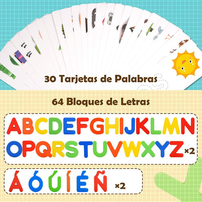 Juegos Educativos Montessori 3-8 Años | Puzzle con Pizarra Infantil | Juguete para Aprender a Leer y Escribir