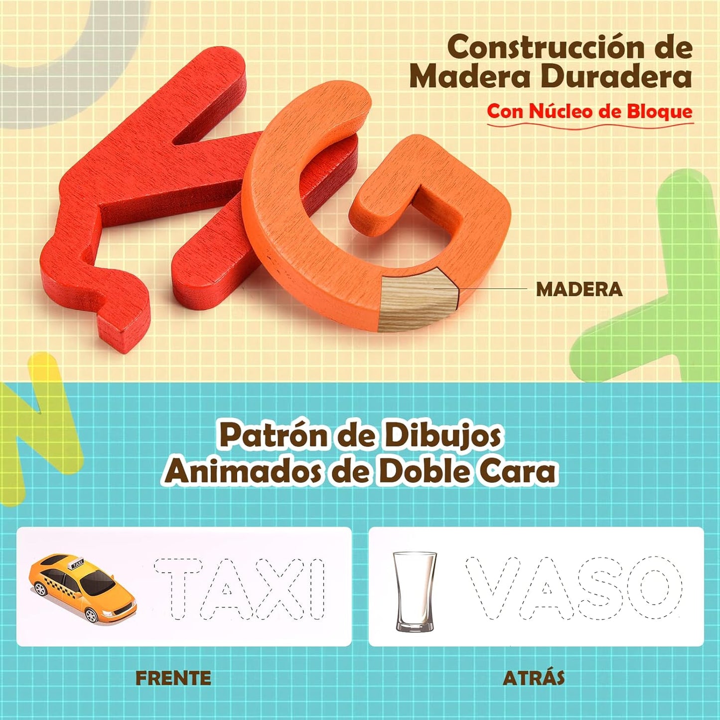 Juegos Educativos Montessori 3-8 Años | Puzzle con Pizarra Infantil | Juguete para Aprender a Leer y Escribir